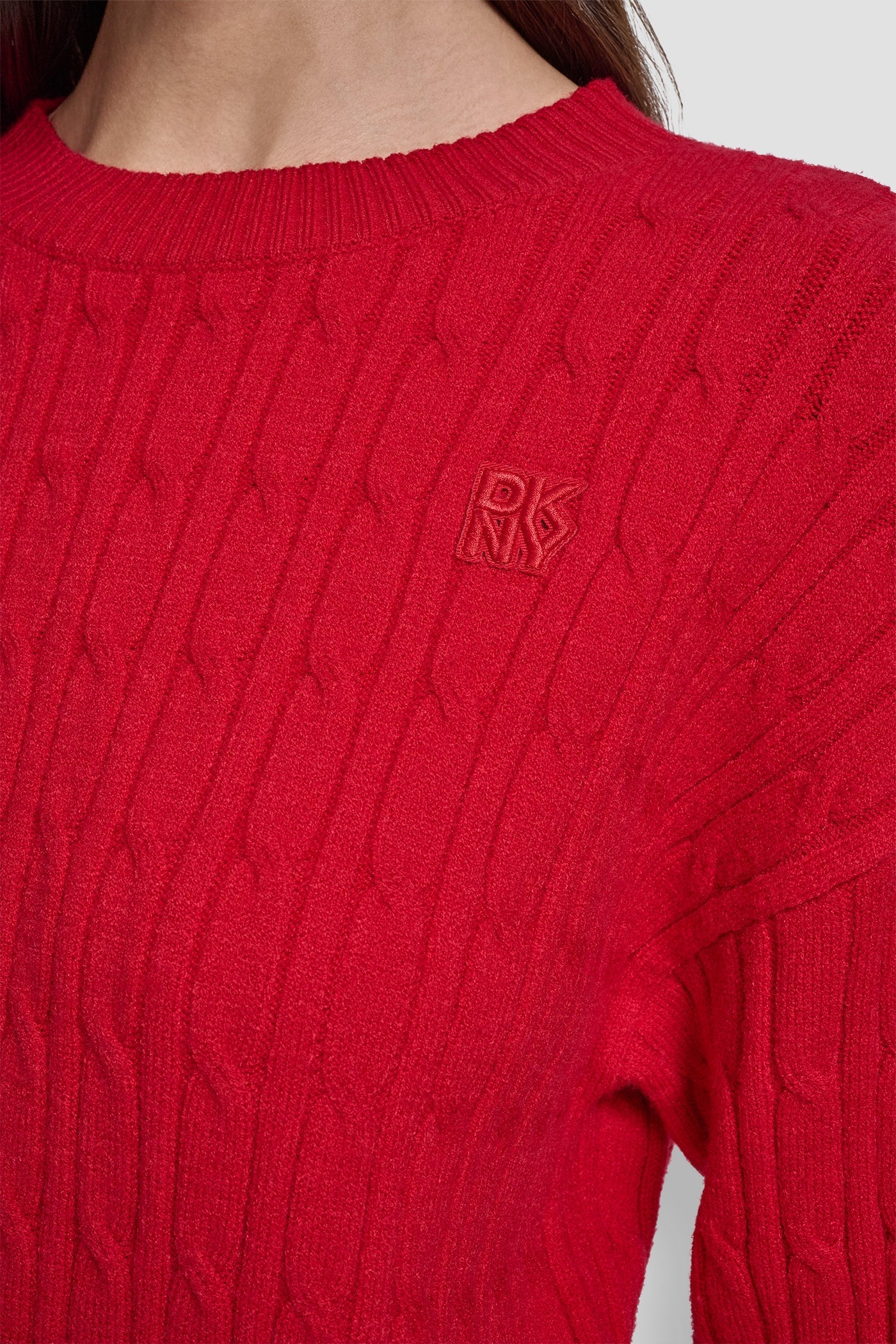 CABLE LONG SLEEVE CREW NECK WITH BABY ROLL AT HEM